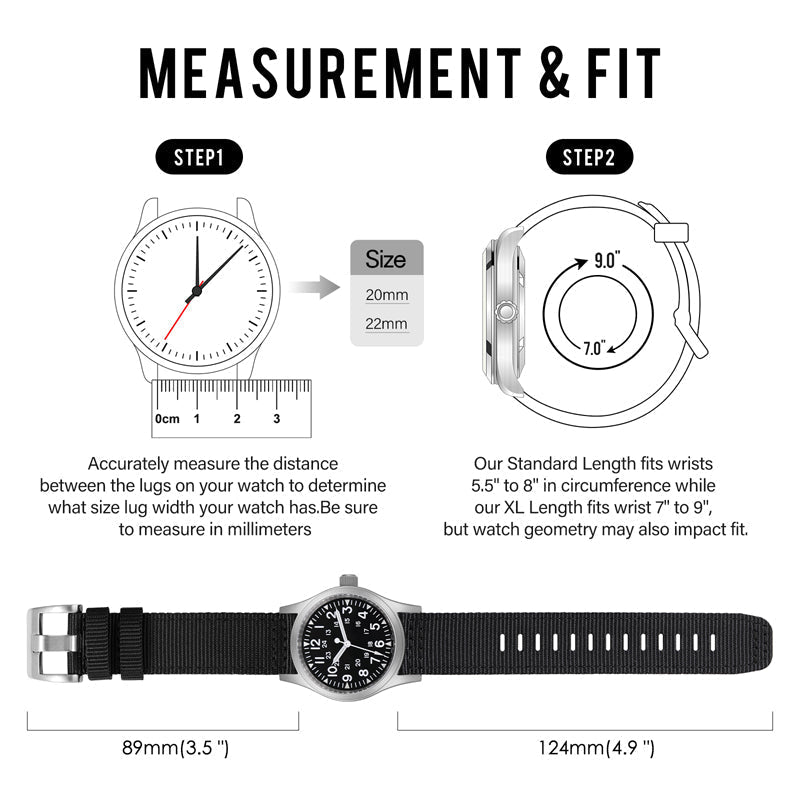 Tactical Nylon Watch strap Band Strap 20mm/22mm San Martin Watch
