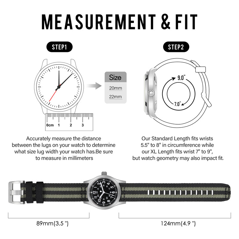 Tactical Nylon Watch strap Band Strap 20mm/22mm San Martin Watch