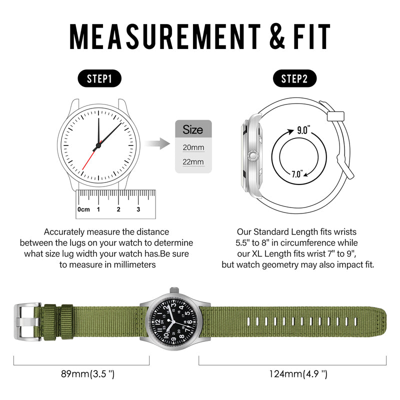 Tactical Nylon Watch strap Band Strap 20mm/22mm San Martin Watch