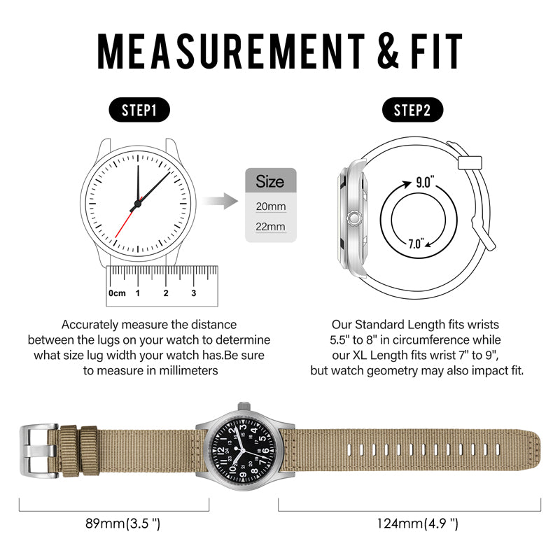 Tactical Nylon Watch strap Band Strap 20mm/22mm San Martin Watch