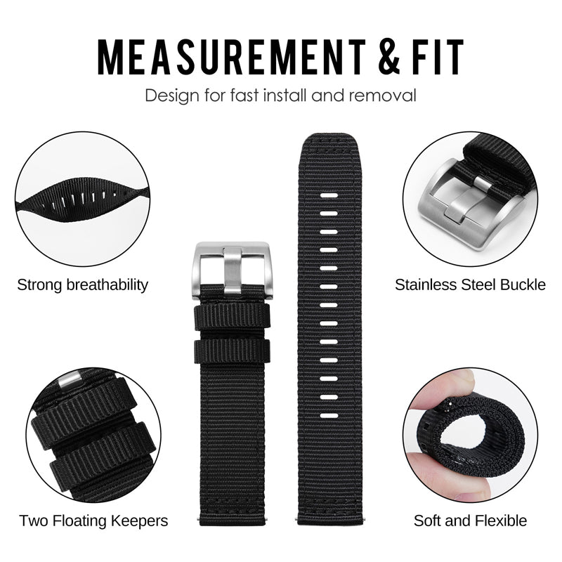 Tactical Nylon Watch strap Band Strap 20mm/22mm San Martin Watch