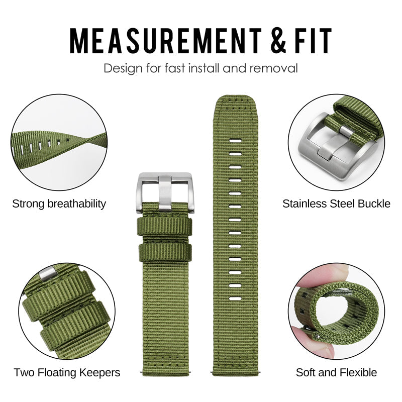 Tactical Nylon Watch strap Band Strap 20mm/22mm San Martin Watch
