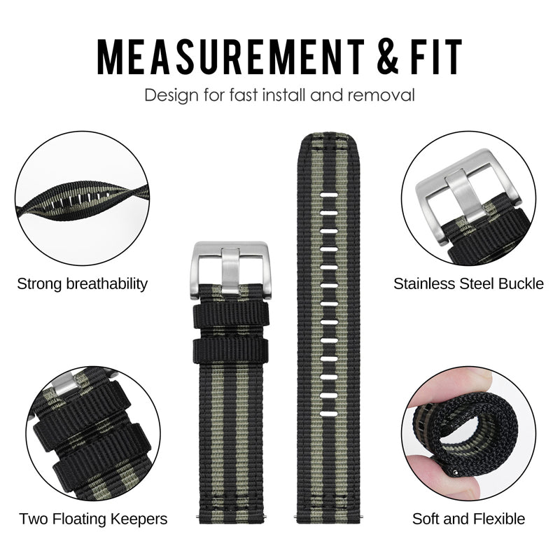 Tactical Nylon Watch strap Band Strap 20mm/22mm San Martin Watch