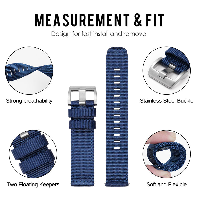 Tactical Nylon Watch strap Band Strap 20mm/22mm San Martin Watch