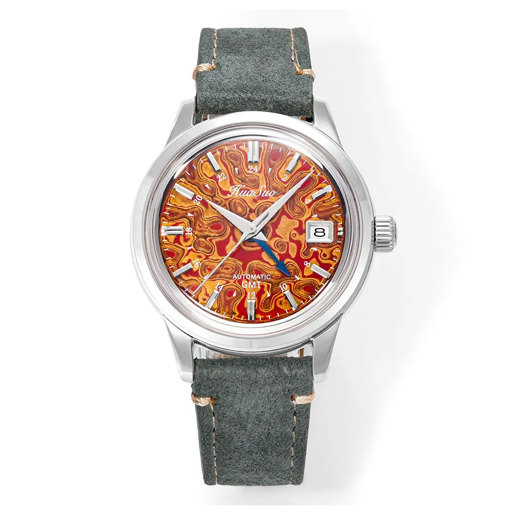 HUASUO 39mm Luxury Handmade Lacquer Dial GMT Men's Watch Huasuo Watch Store
