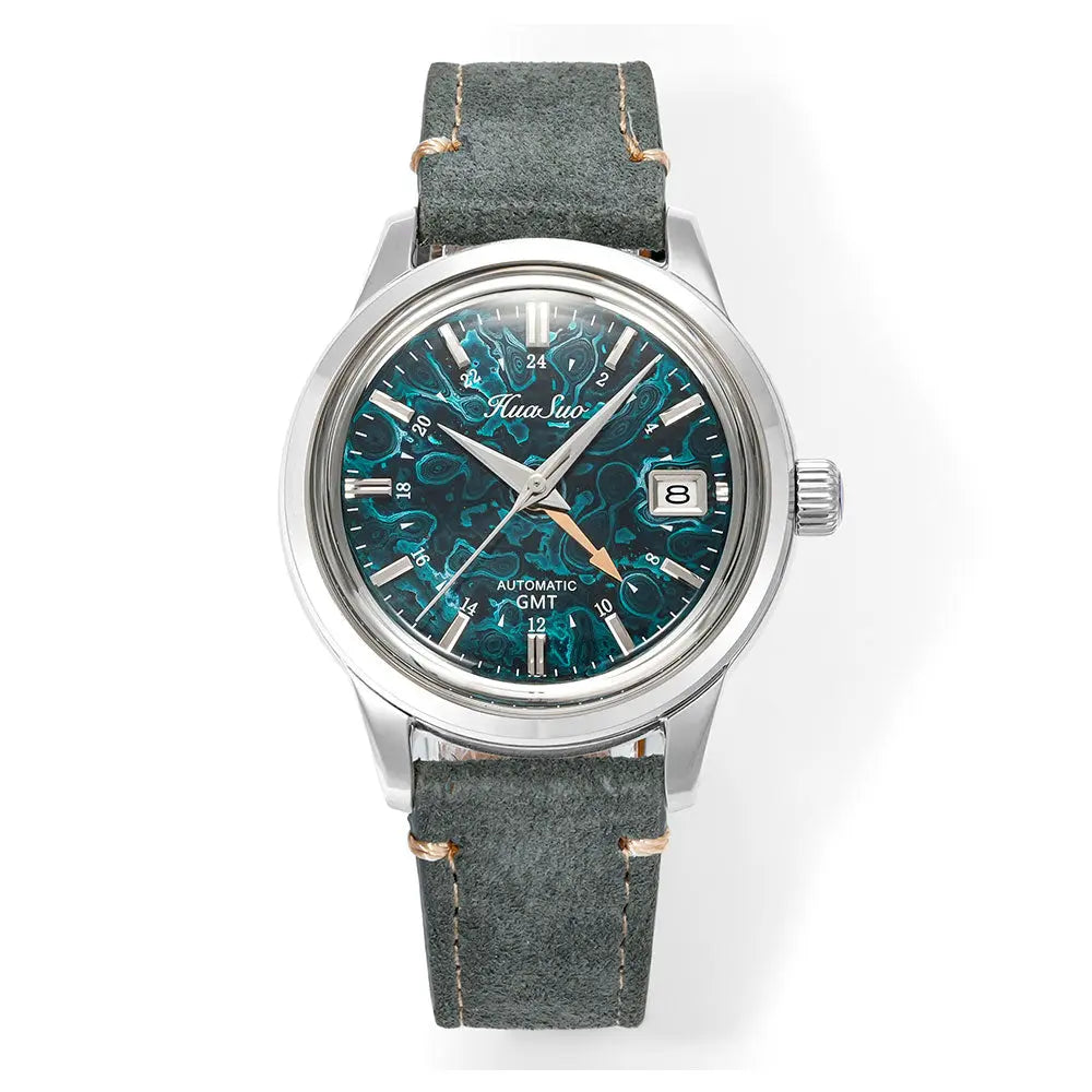HUASUO 39mm Luxury Handmade Lacquer Dial GMT Men's Watch Huasuo Watch Store