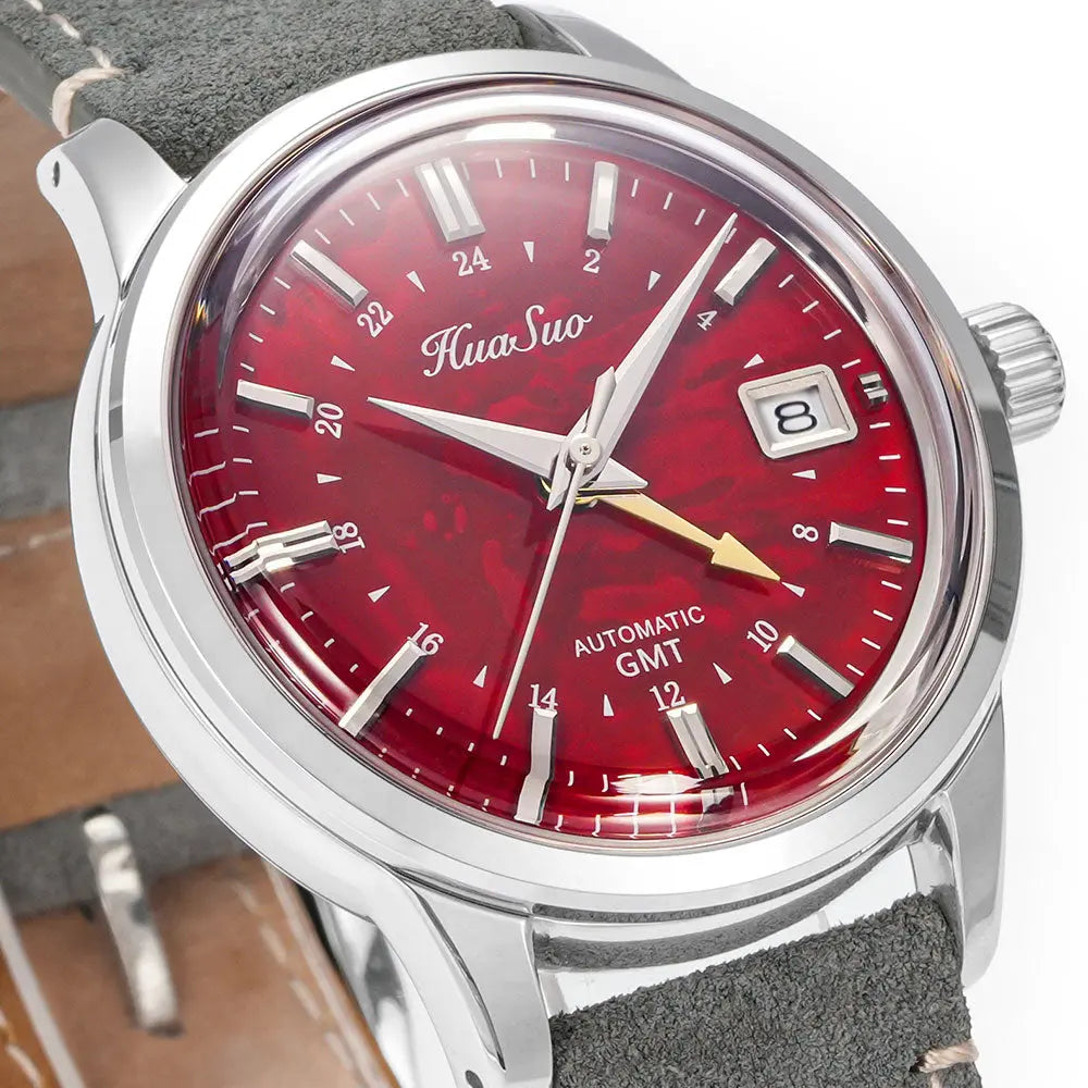 HUASUO 39mm Luxury Handmade Lacquer Dial GMT Men's Watch Huasuo Watch Store