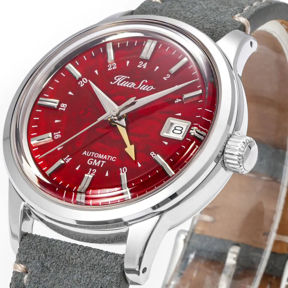 HUASUO 39mm Luxury Handmade Lacquer Dial GMT Men's Watch Huasuo Watch Store