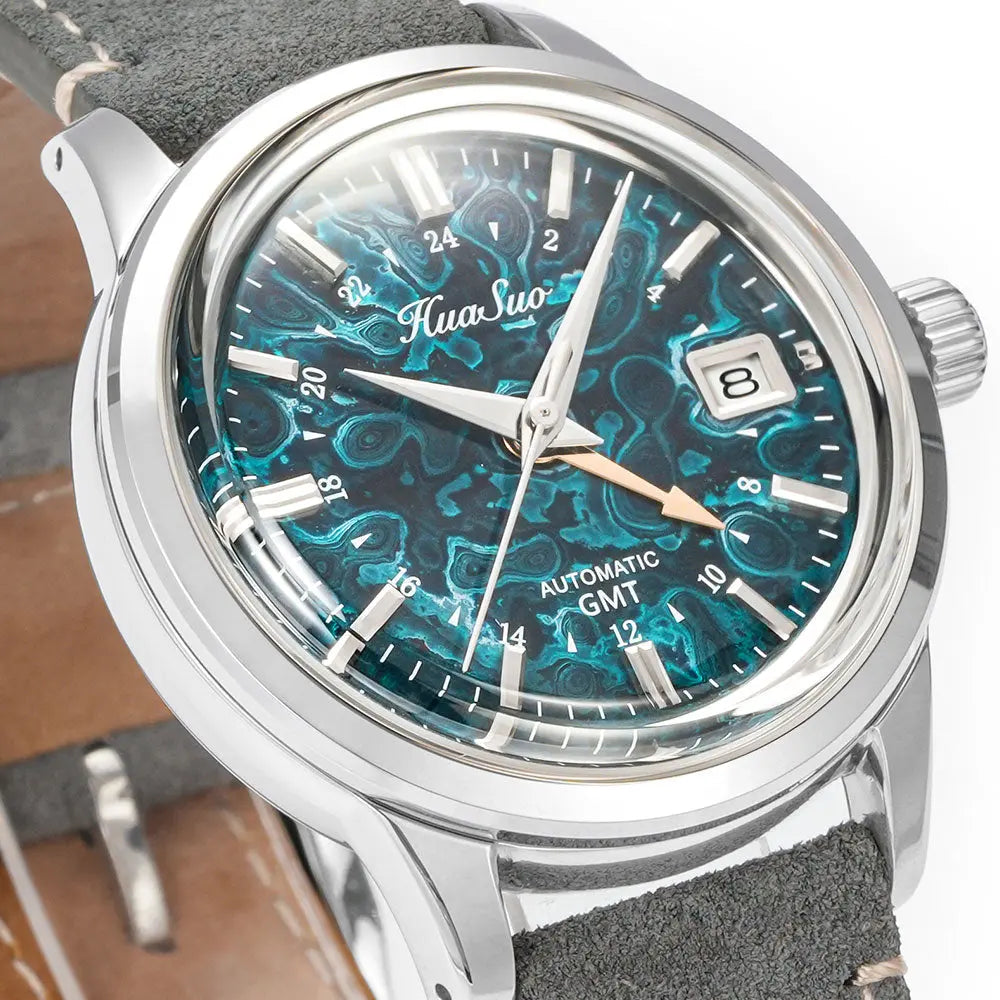 HUASUO 39mm Luxury Handmade Lacquer Dial GMT Men's Watch Huasuo Watch Store