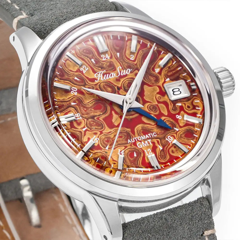 HUASUO 39mm Luxury Handmade Lacquer Dial GMT Men's Watch Huasuo Watch Store