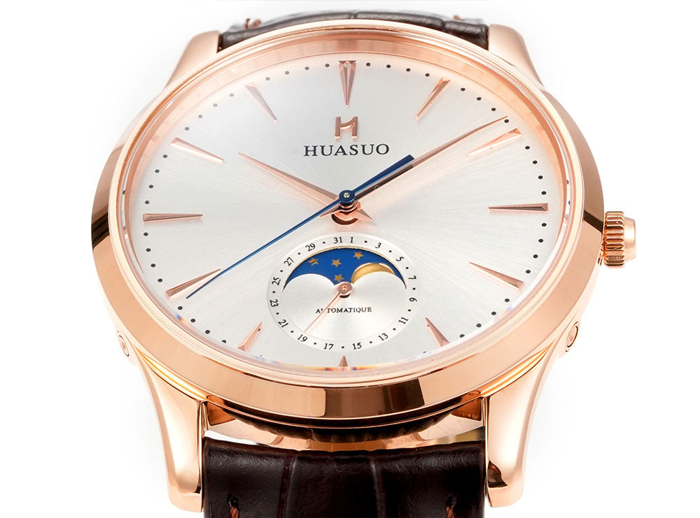 HUASUO 39mm Luxury Aventurine Moon Phase Men's Watches Huasuo Watch Store