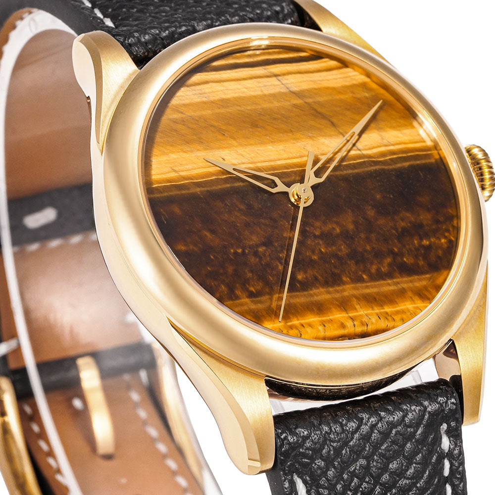 HUASUO New 38mm Business Men Watch Tiger Eye Stone Dial Watch Huasuo Watch Store