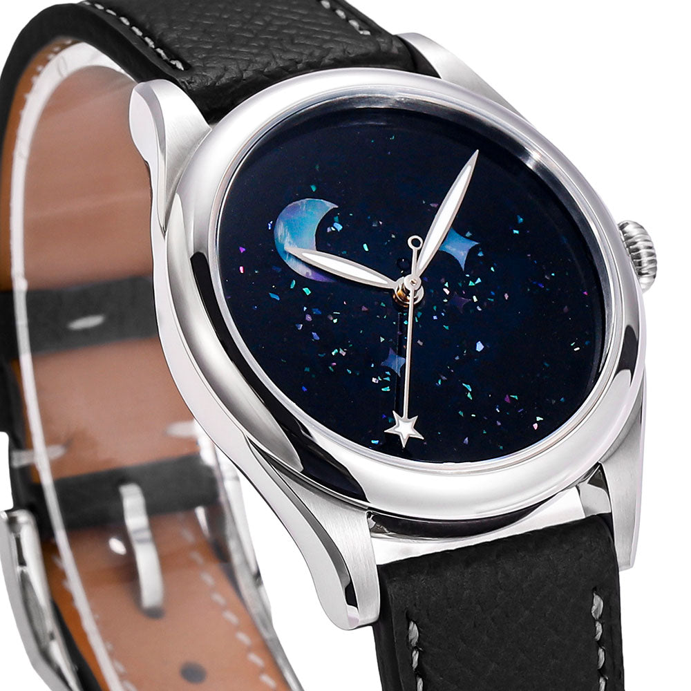 HUASUO 38mm Heritage Lacquer Mop Starry Sky Dial Men's Mechanical Watch Huasuo Watch Store