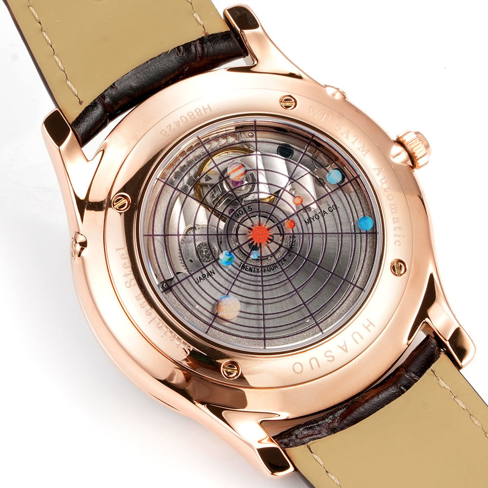 HUASUO Luxury 39mm Meteorite Dial Moon Phase Men's Watches Huasuo Watch Store