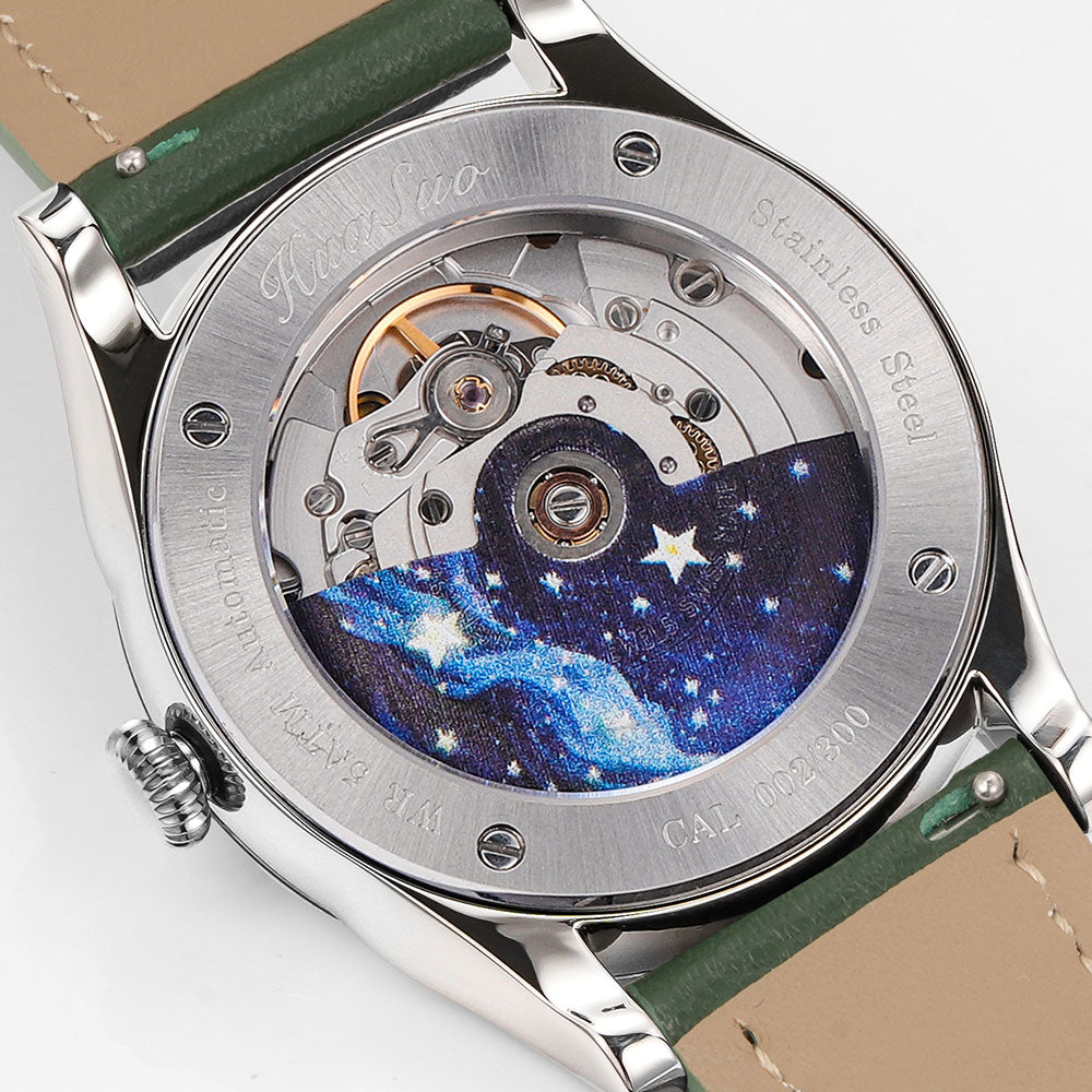 HUASUO 38mm Heritage Lacquer Mop Starry Sky Dial Men's Mechanical Watch Huasuo Watch Store