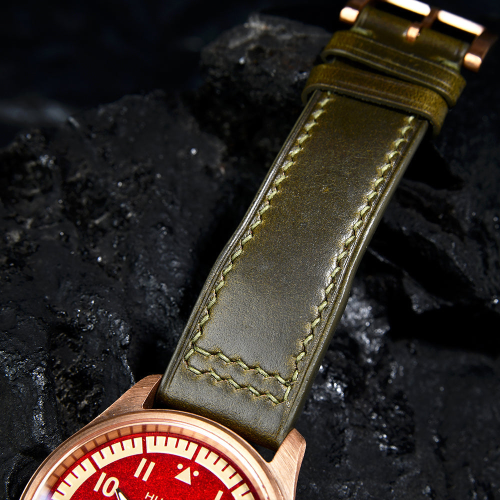 HUASUO 38mm Luxury Bronze Lacquerware Pilot Men's Watch Huasuo Watch Store
