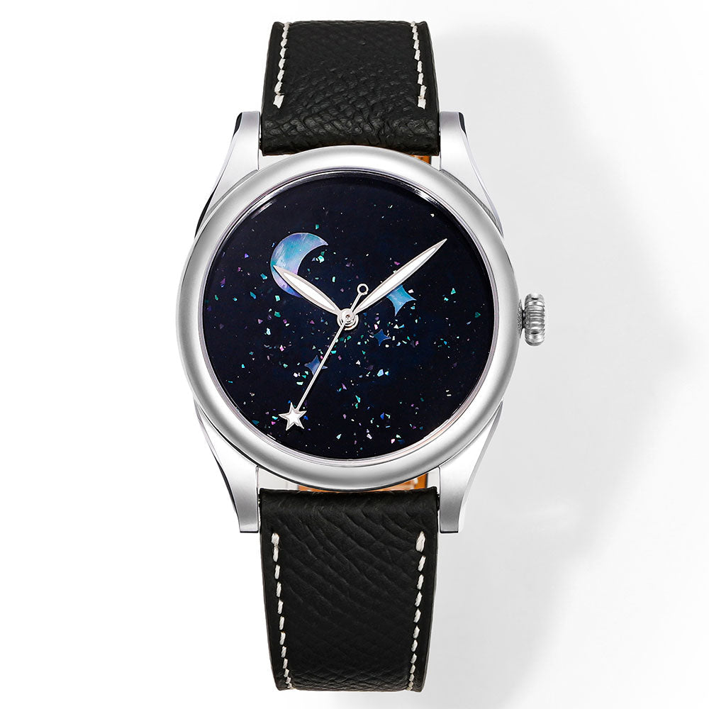 HUASUO 38mm Heritage Lacquer Mop Starry Sky Dial Men's Mechanical Watch Huasuo Watch Store