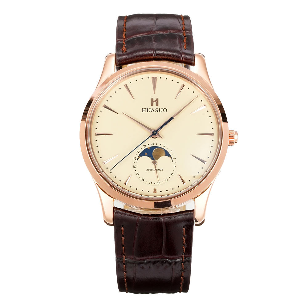 HUASUO 39mm Luxury Aventurine Moon Phase Men's Watches Huasuo Watch Store