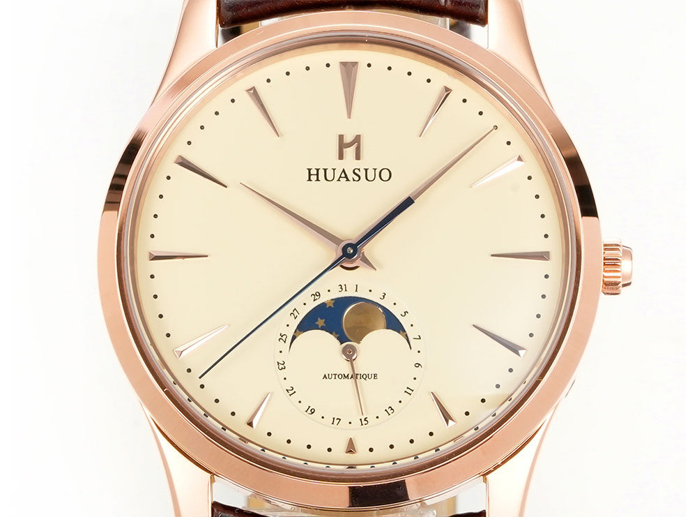 HUASUO 39mm Luxury Aventurine Moon Phase Men's Watches Huasuo Watch Store