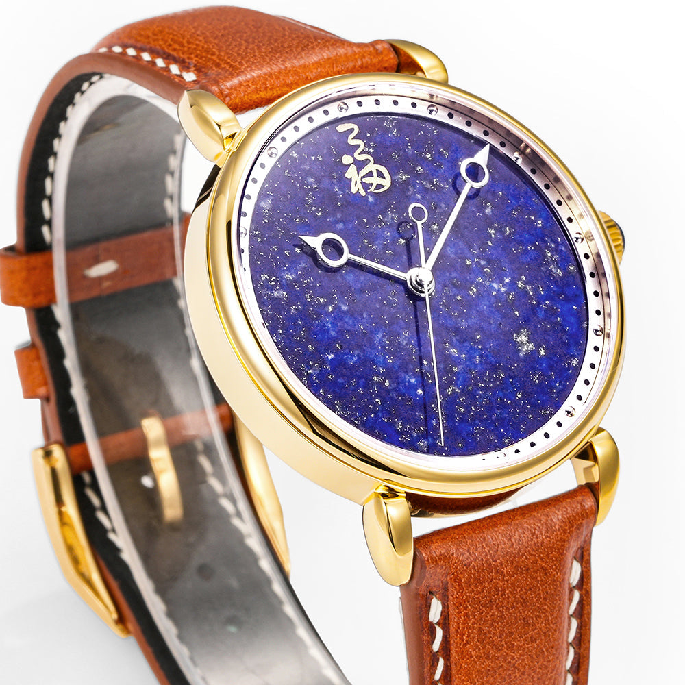 HUASUO 41mm Luxury Natural Gemstone Dail Watch Huasuo Watch Store