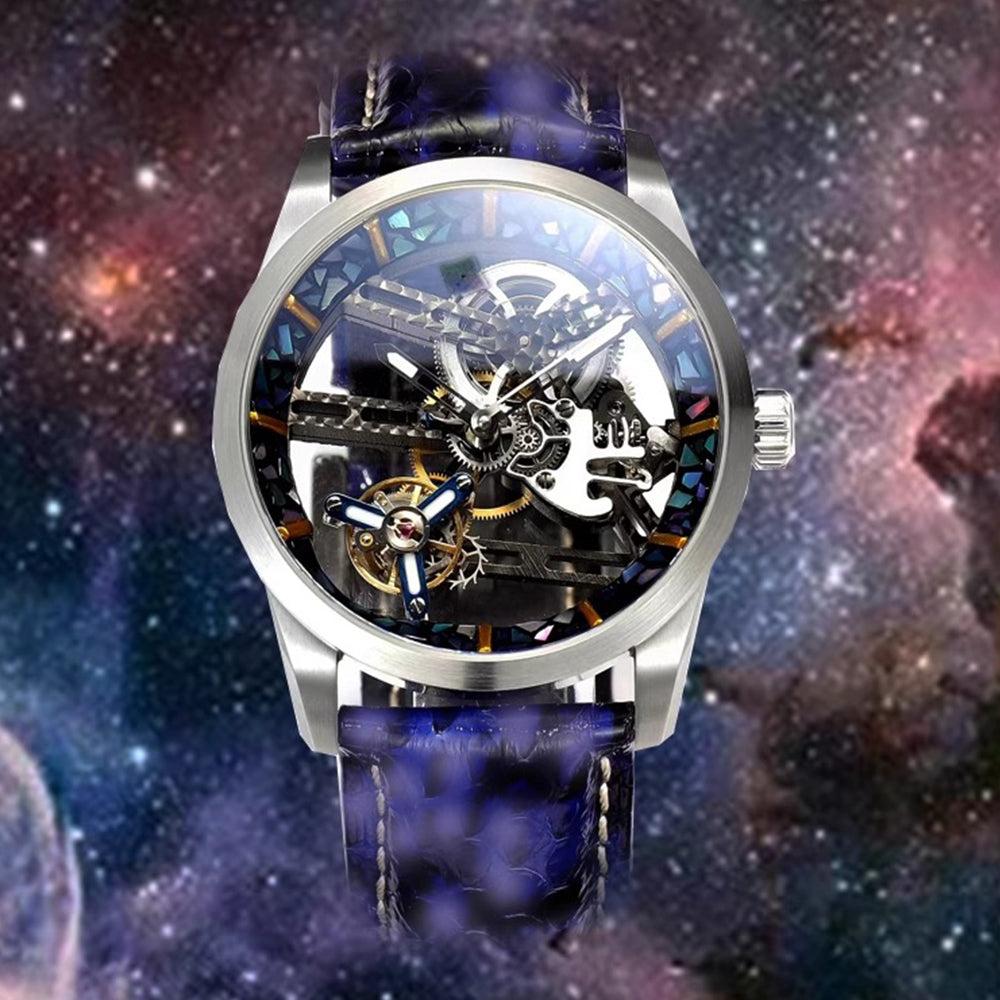 HUASUO 42mm Lacquer Inlaid Bezel 42mm Men's Mechanical Tourbillon Watch Huasuo Watch Store