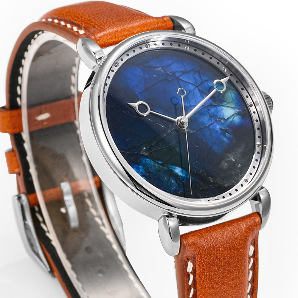 HUASUO 41mm Luxury Natural Gemstone Dail Watch Huasuo Watch Store