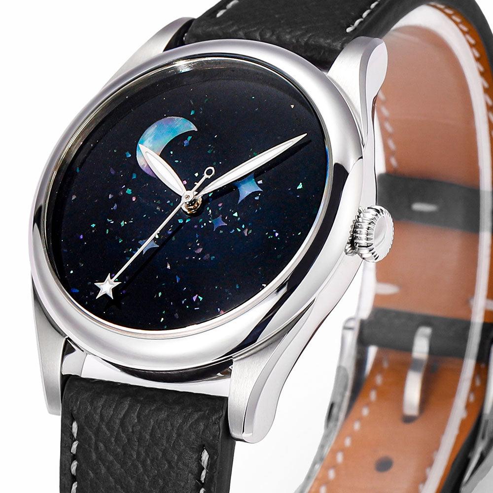 HUASUO 38mm Heritage Lacquer Mop Starry Sky Dial Men's Mechanical Watch Huasuo Watch Store