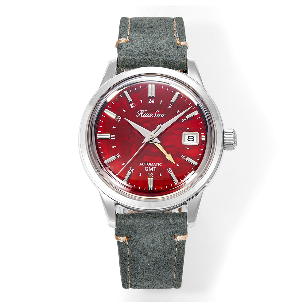 HUASUO 39mm Luxury Handmade Lacquer Dial GMT Men's Watch Huasuo Watch Store