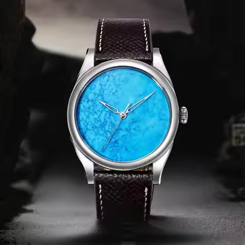 HUASUO New 38mm Business Men Watch Tiger Eye Stone Dial Watch Huasuo Watch Store