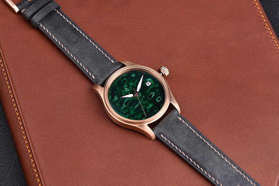 HUASUO 38mm Luxury Bronze Lacquerware Dail Pilot Watch Huasuo Watch Store