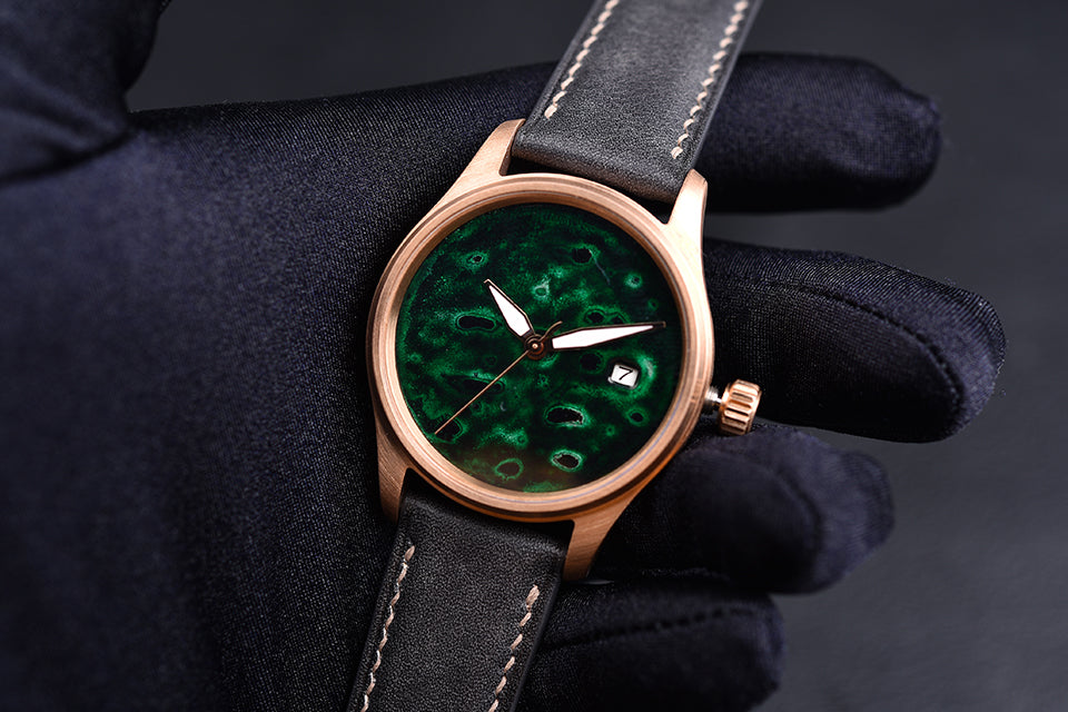 HUASUO 38mm Luxury Bronze Lacquerware Dail Pilot Watch Huasuo Watch Store