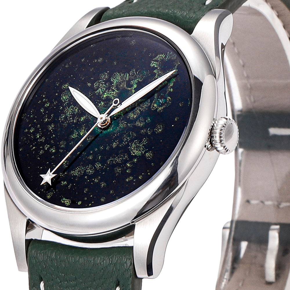 HUASUO 38mm Heritage Lacquer Mop Starry Sky Dial Men's Mechanical Watch Huasuo Watch Store