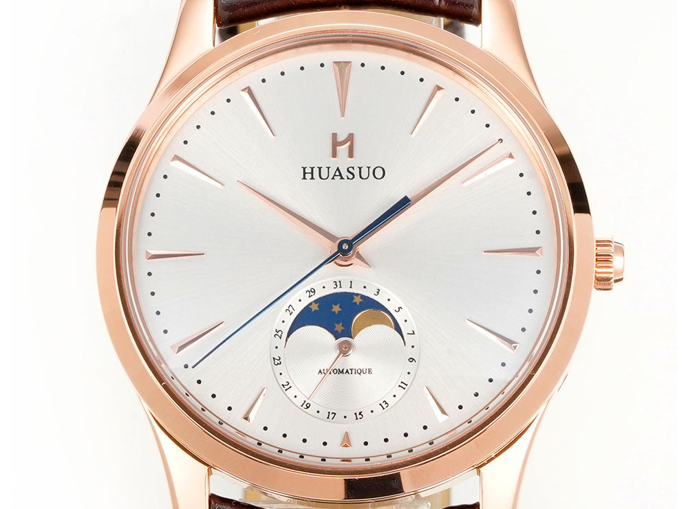 HUASUO 39mm Luxury Aventurine Moon Phase Men's Watches Huasuo Watch Store