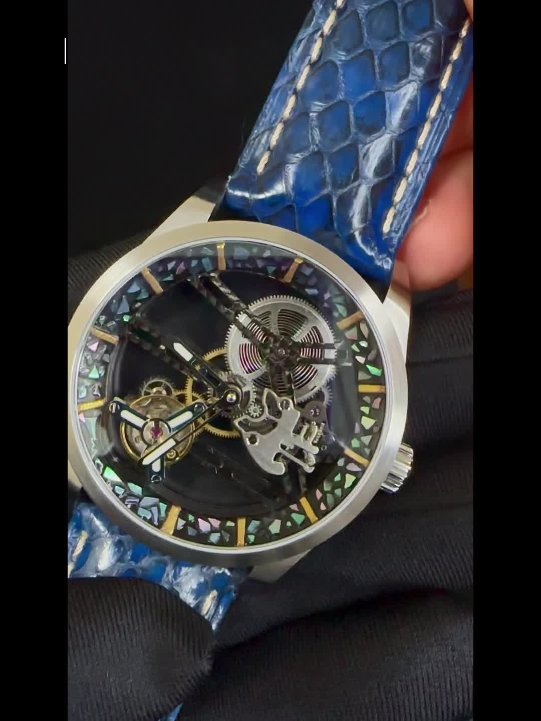 HUASUO 42mm Lacquer Inlaid Bezel 42mm Men's Mechanical Tourbillon Watch Huasuo Watch Store