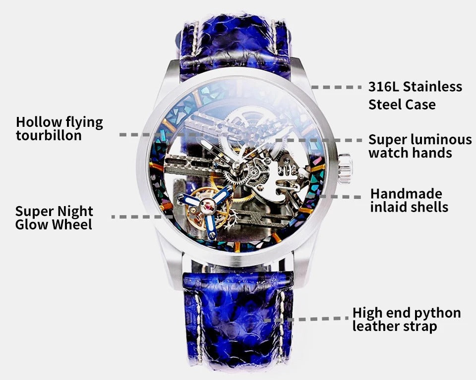 HUASUO 42mm Lacquer Inlaid Bezel 42mm Men's Mechanical Tourbillon Watch Huasuo Watch Store