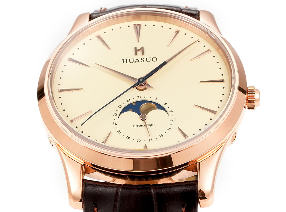 HUASUO 39mm Luxury Aventurine Moon Phase Men's Watches Huasuo Watch Store