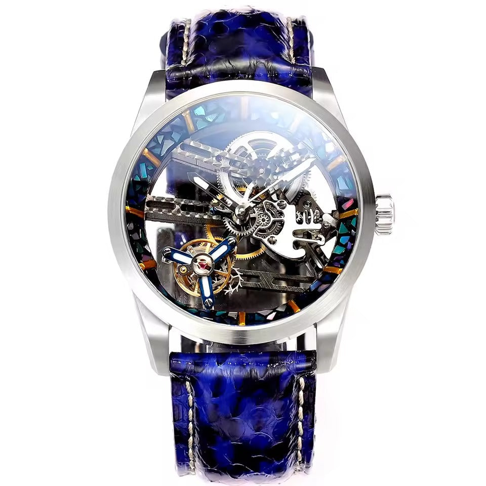 HUASUO 42mm Lacquer Inlaid Bezel 42mm Men's Mechanical Tourbillon Watch Huasuo Watch Store