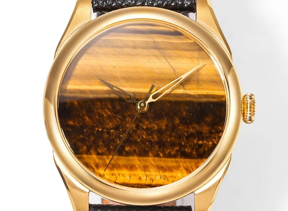 HUASUO New 38mm Business Men Watch Tiger Eye Stone Dial Watch Huasuo Watch Store
