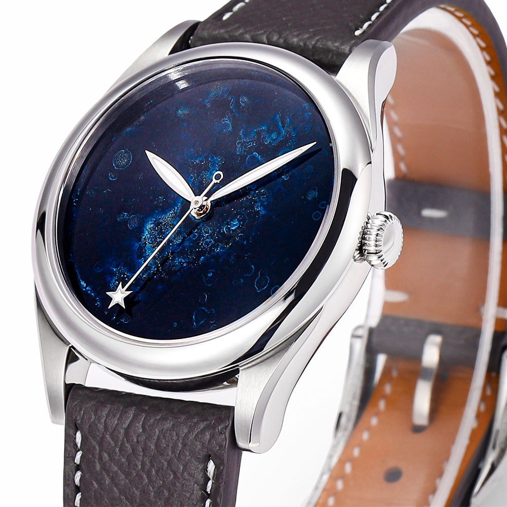 HUASUO 38mm Heritage Lacquer Mop Starry Sky Dial Men's Mechanical Watch Huasuo Watch Store