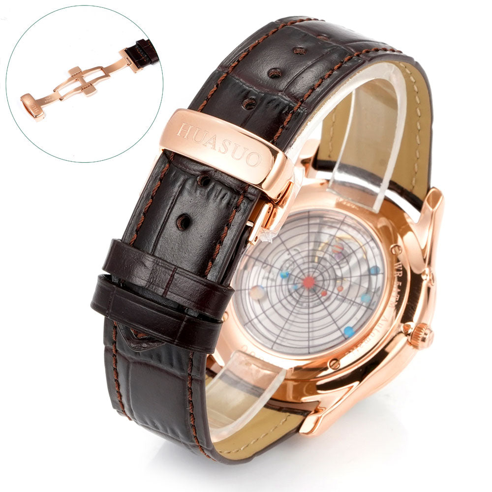 HUASUO 39mm Luxury Aventurine Moon Phase Men's Watches Huasuo Watch Store