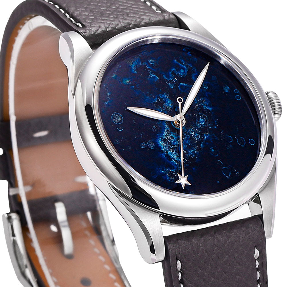 HUASUO 38mm Heritage Lacquer Mop Starry Sky Dial Men's Mechanical Watch Huasuo Watch Store