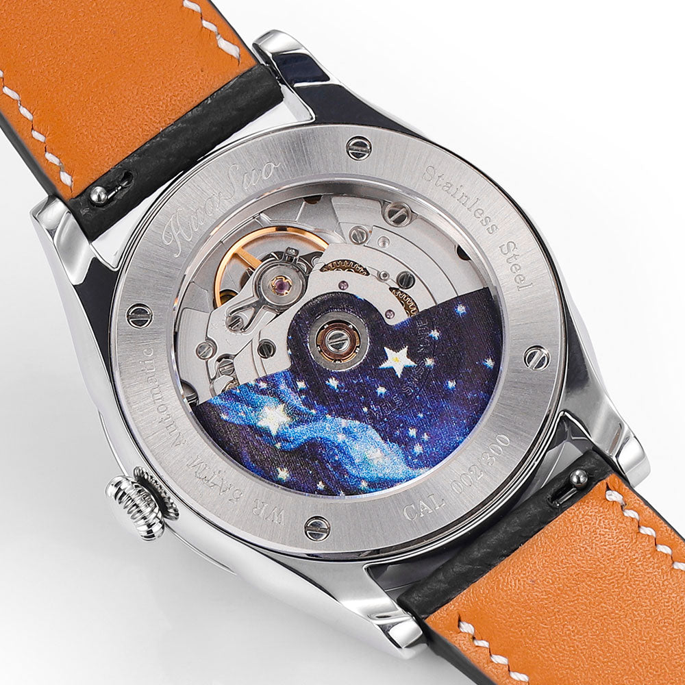 HUASUO 38mm Heritage Lacquer Mop Starry Sky Dial Men's Mechanical Watch Huasuo Watch Store