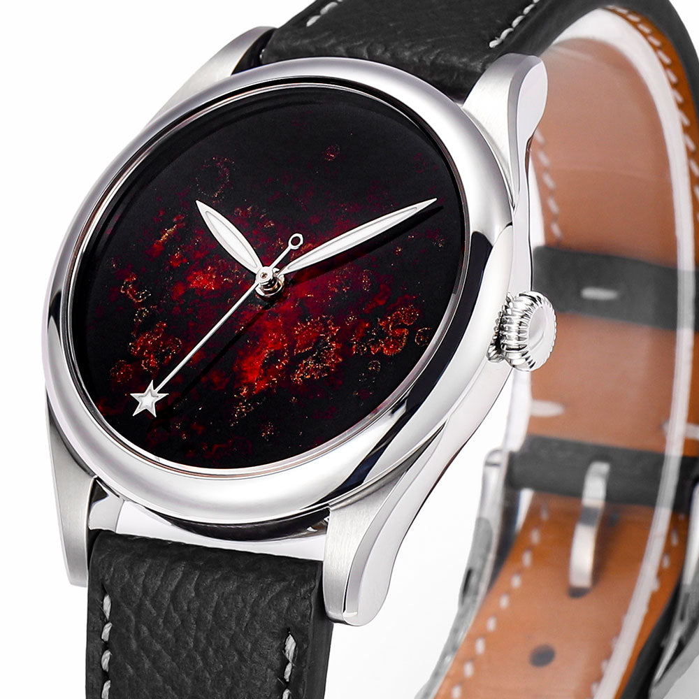 HUASUO 38mm Heritage Lacquer Mop Starry Sky Dial Men's Mechanical Watch Huasuo Watch Store