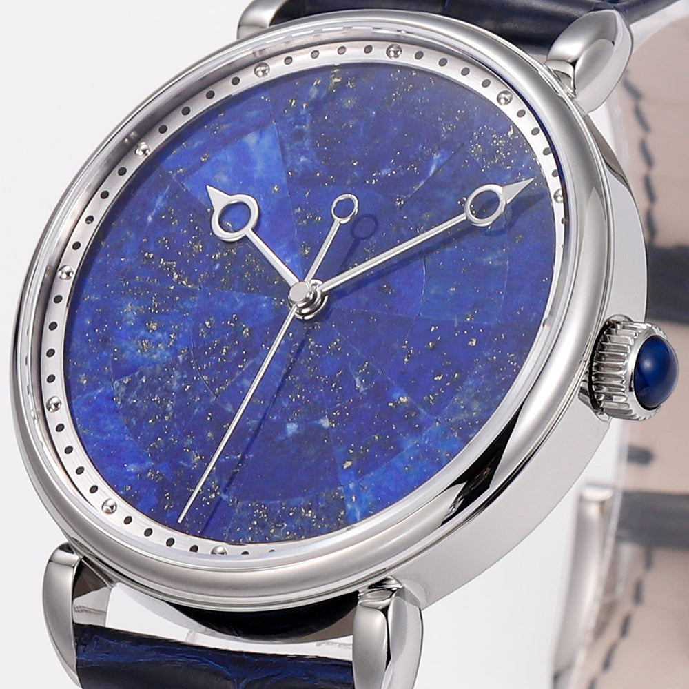 HUASUO 41mm Luxury Natural Lazurite Dail Watches Huasuo Watch Store