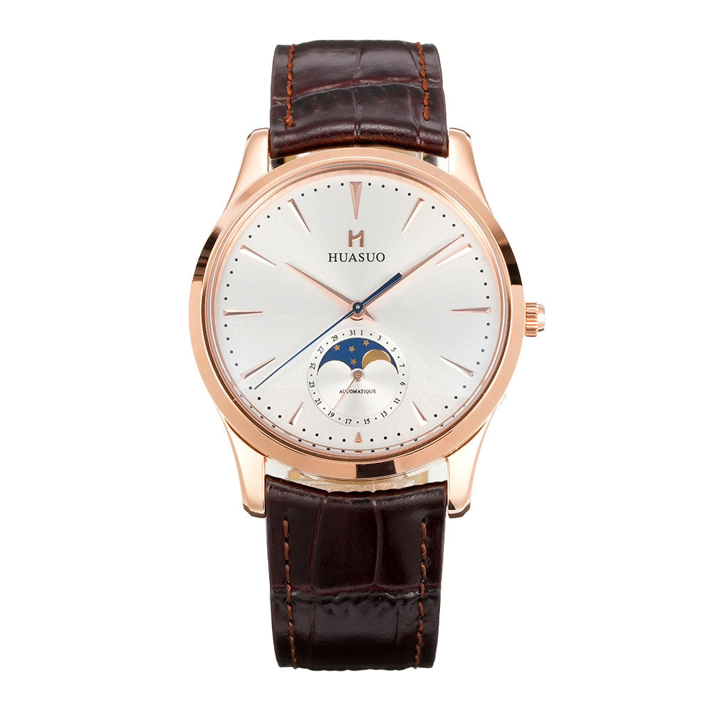 HUASUO 39mm Luxury Aventurine Moon Phase Men's Watches Huasuo Watch Store