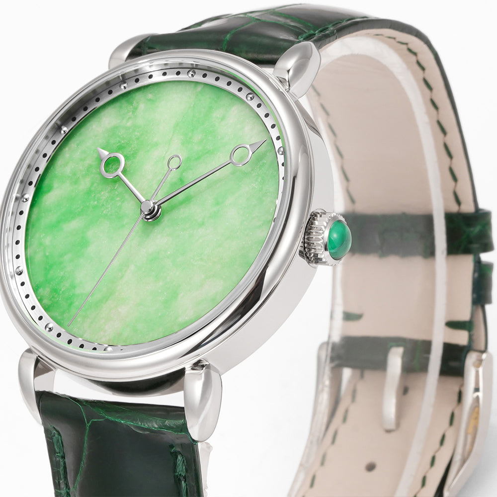 HUASUO 41mm ETA2892 Retro Jade Or Malachit Dial Mens Watches Huasuo Watch Store