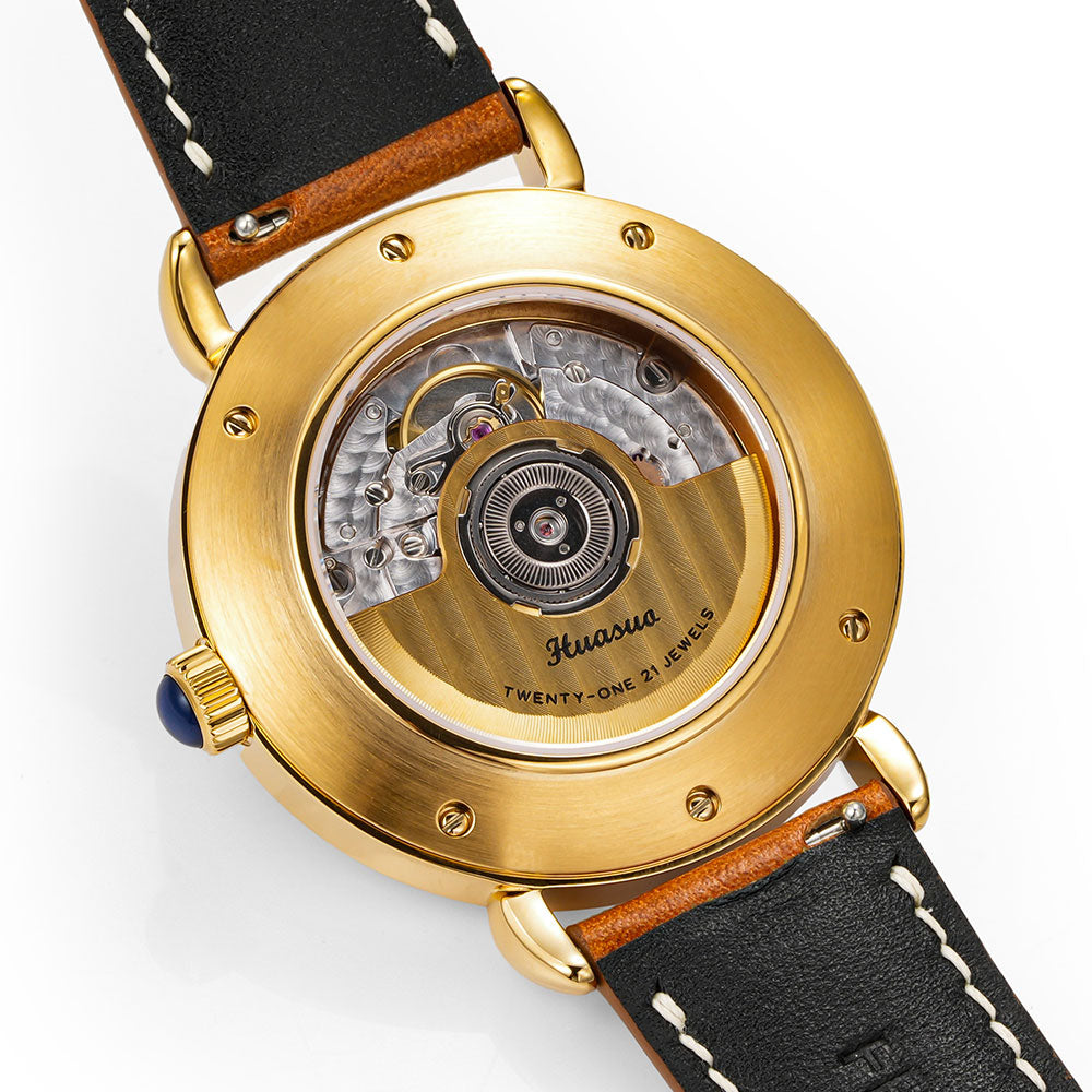 HUASUO 41mm Luxury Natural Gemstone Dail Watch Huasuo Watch Store