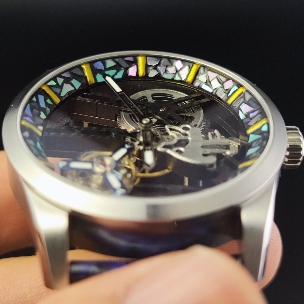 HUASUO 42mm Lacquer Inlaid Bezel 42mm Men's Mechanical Tourbillon Watch Huasuo Watch Store