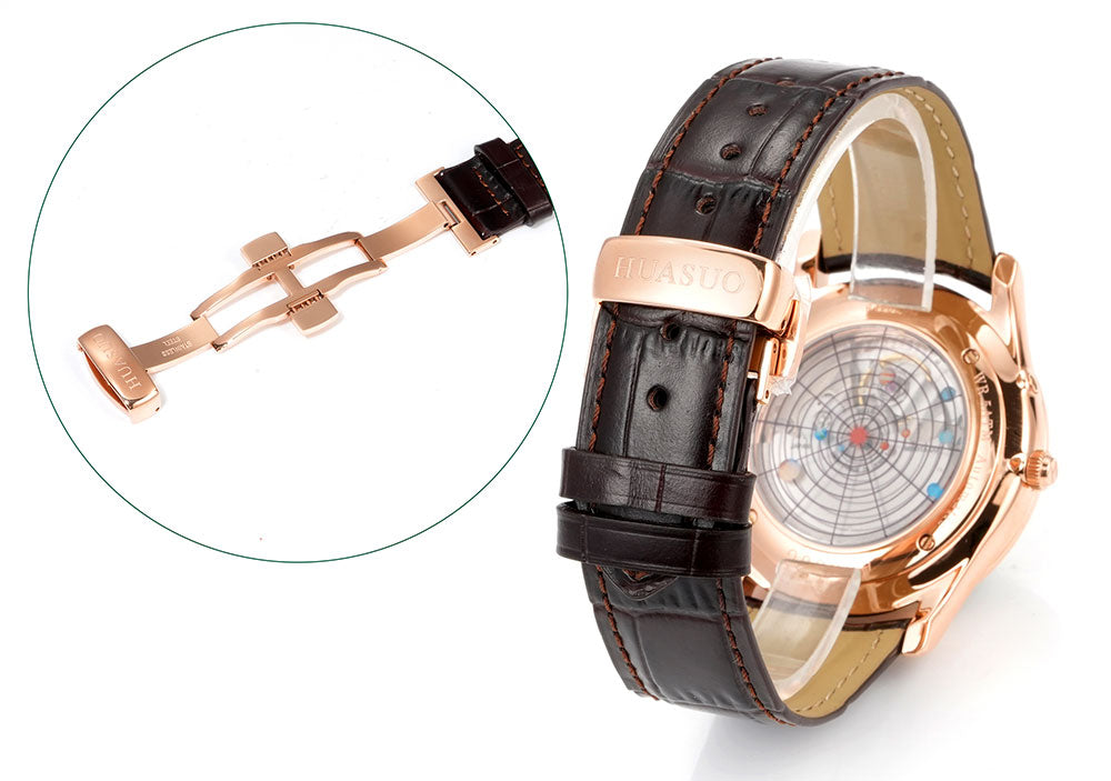 HUASUO 39mm Luxury Aventurine Moon Phase Men's Watches Huasuo Watch Store
