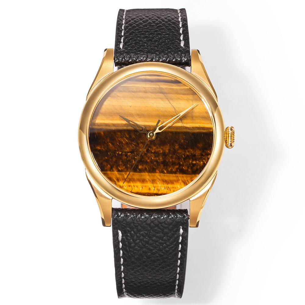 HUASUO New 38mm Business Men Watch Tiger Eye Stone Dial Watch Huasuo Watch Store